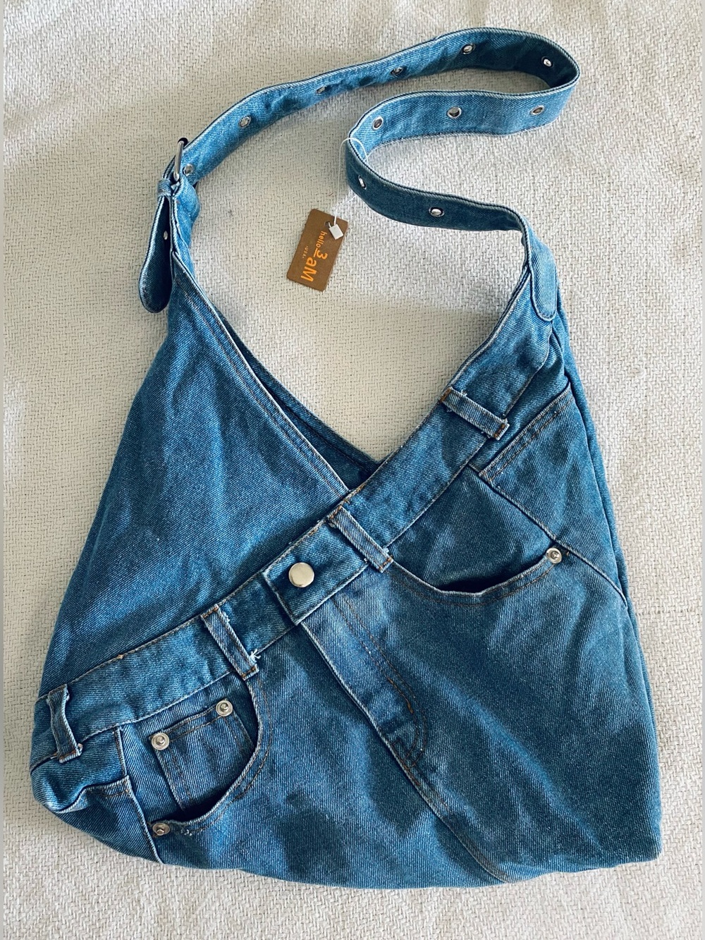 Denim Shoulder Hobo Bag in Blue - Picture 14 of 14